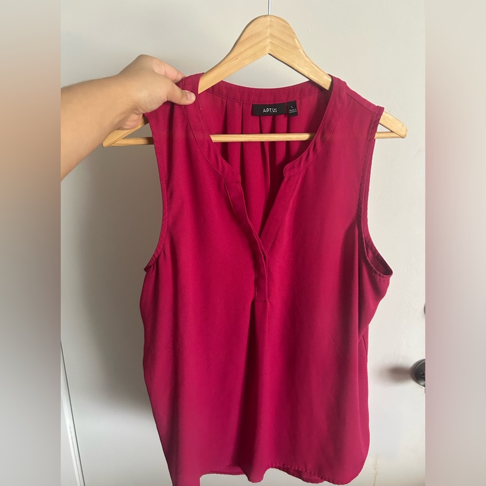 Apt 9 Raspberry Button Front Sleeveless Blouse womens size L